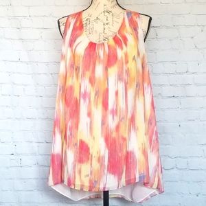 Gap Colorful Flowy Lined Pink Orange Razorback Tank, size XXL